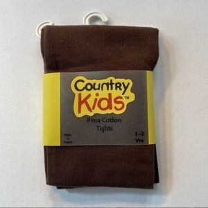 𝅺2 Pairs Country Kids Pima Cotton Tights Brown Size 1-3 Yrs